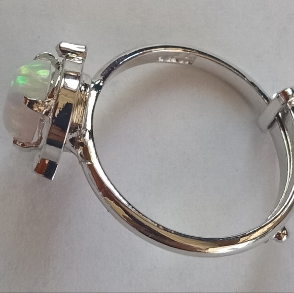 Opal Sterling Silver Adjustable Ring And Earrings Set - Picture 7 of 12